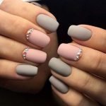 matte grey and pink Grey Acrylic Nails