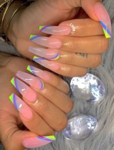 neon stripe clear acrylics