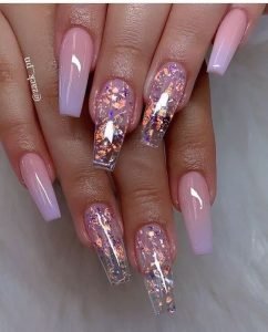 clear acrylics pink flakes