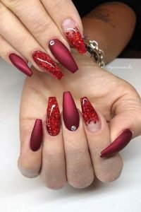 matte glitter burgundy