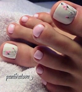 white pink flower toes