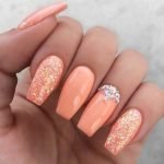 glitter coral acrylics
