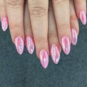 pale pink glitter almond shape