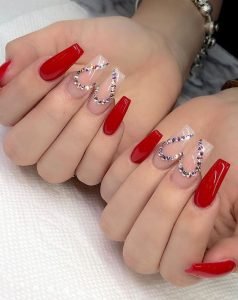 rhinestone heart clear red