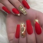 matte red gold glitters