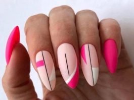 hot pink with white and black design