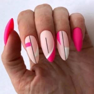 hot pink with white and black design