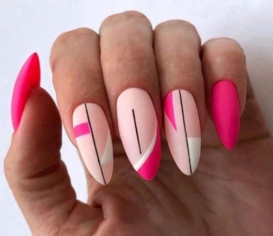 hot pink with white and black design