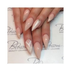 stiletto nude white stripe