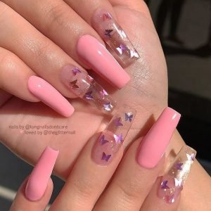 clear glitter and pink