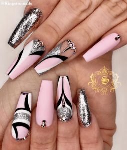 pale pink black silver