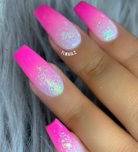 glitter pink white ombre