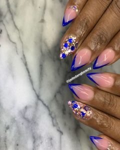 cobalt french stiletto glitter