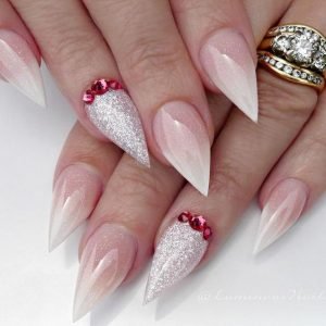 clear glitter red stone stiletto