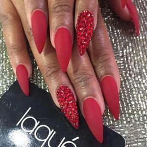 matte red with stones