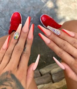 matte nude with red touch