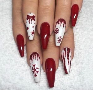 red glitter on white acrylic