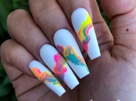 white with bright colors painted
