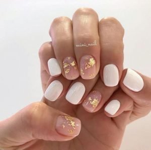 clear gold nails with white