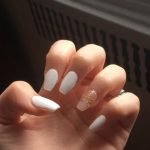 white with clear accent nail