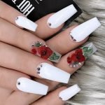 white with red roses