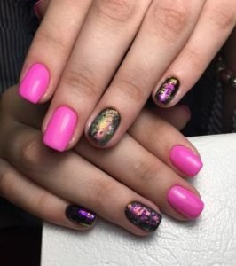 solar nails pink design