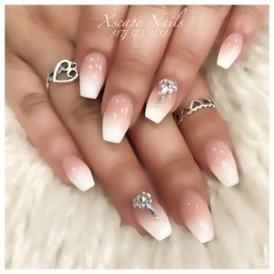 embellished ombre french solar nails
