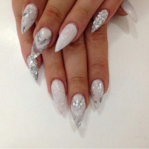 silver abstract glitter design on white
