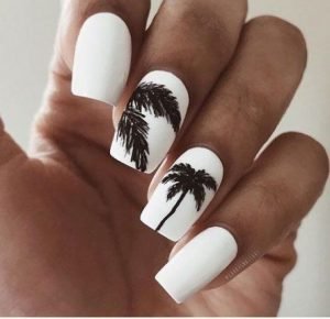 white with black palm trees