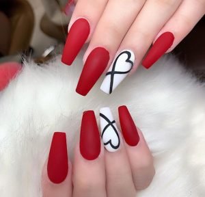 white heart matte red