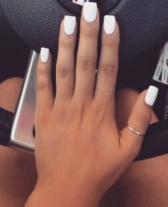 simple matte white nails