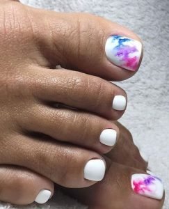 pedicure white watercolor