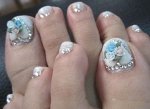 dimensional bouquet toe nails