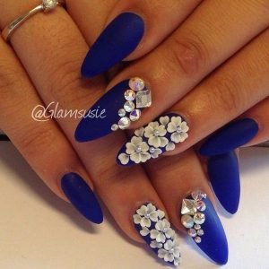 white flower stones on blue