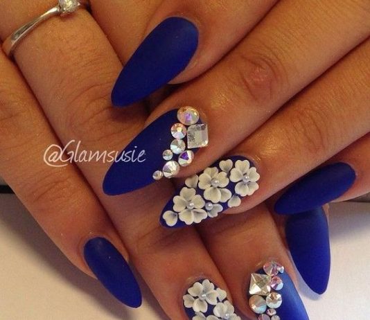 white flower stones on blue