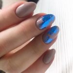 cobalt detail on taupe