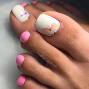 delicate dragonfly pedicure