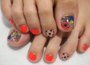 abstract neon floral toes