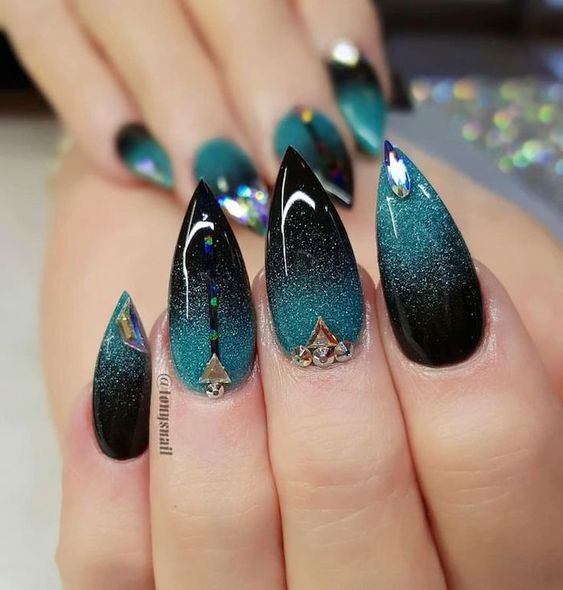 Toe Nail Design Teal Blue Black and White Pedicure | Flickr