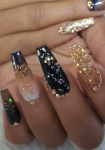 full gold glam nails