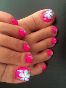 bright hibiscus pedicure