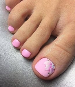 pink flower stone pedicure