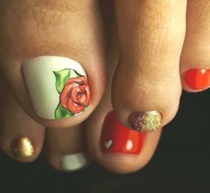 red rose illustration pedicure