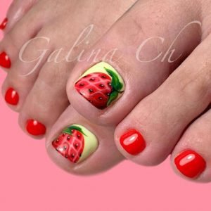 summer strawberries pedicure