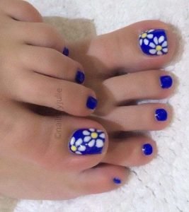 cobalt blue white flower toes