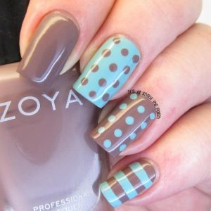 stripes and dots taupe teal