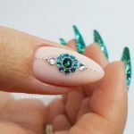 teal rhinestones on nude