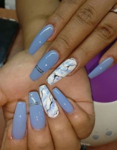 blue marble acrylic nails