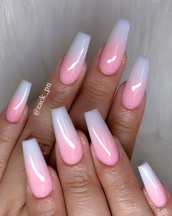 Pink And White Ombre Nails |