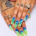 blue green neon tie dye